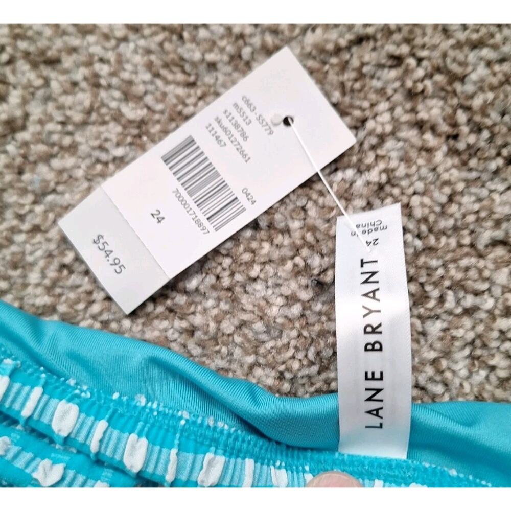 Lane Bryant Teal Gingham Balconette Tankini Top 42C and Swim Skirt 24 Set - Picture 11 of 12